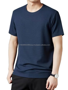 Camiseta de Verano de Alta Calidad, 100% Algodón, Tejida, Informal, de Color Sólido, Corte Regular para Hombre - Product Image 2