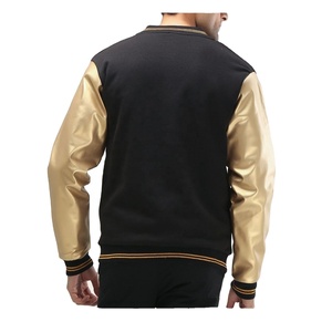 Chaqueta Varsity de Diseño Nuevo con Mangas de Cuero, Chaqueta Varsity Negra Bordada de Béisbol, Chaquetas Varsity de Lana al por Mayor para Invierno - Product Image 3