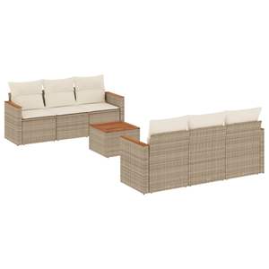 Conjunto de Sofá Grande de Ratán Sintético PE Beige para Jardín con Fundas Extraíbles - Product Image 2
