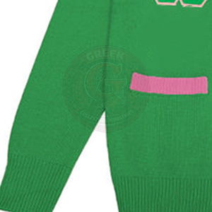 Custom Sorority Green Knitted Cardigan Women's Sweater <b>Pink</b> Greek Embroidery APA Letter Cotton V Neck Long Sleeve <b>Collage</b> Wear - Product Image 3