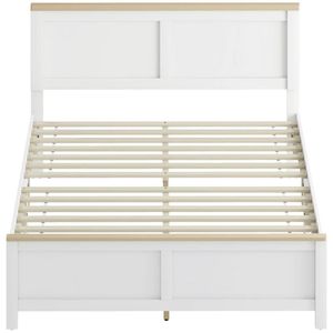 Struttura letto imbottita bianca facile da montare con testiera e design a piattaforma - Product Image 5