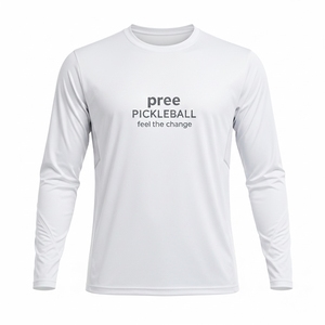 Camiseta de manga larga con cuello redondo para pickleball, unisex, transpirable, que absorbe la humedad, mezcla de algodón y poliéster, logotipo personalizado, ropa deportiva. - Product Image 1