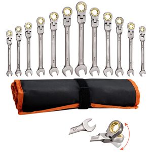 Juego de Llaves de Trinquete Flexibles SAE de 12 Piezas, 72 Dientes, Acero CV, Llave Combinada Flexible con Trinquete - Product Image 1