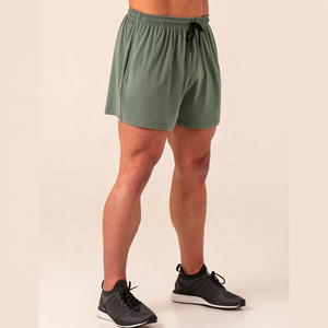 <b>Men's</b> Solid <b>Green</b> Cotton Drawstring <b>Shorts</b> With Pockets Casual Breathable Fit Mid Waist Knitted Sport <b>Shorts</b> - Product Image 4