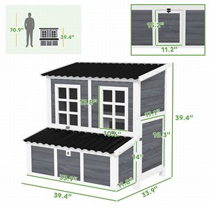 Gallinero de Madera de 39 Pulgadas con Nido y Bandeja Extraíble, Techo Impermeable, Jaula para 4-6 Gallinas o Conejos - Product Image 2