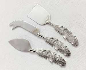 Juego de utensilios para queso de acero inoxidable, 3 piezas, espátulas con mango de pluma, aptos para lavavajillas, cubiertos de cocina - Product Image 1