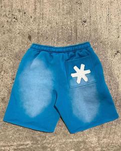 Factory Wholesale Customised 6XL Men's Acid <b>Wash</b> Sweat Shorts 100% Cotton Thick Fleece 320gsm Mid Waist Casual Style Pattern - Product Image 4