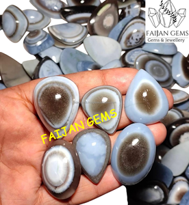 Vente en gros d'agate œil-de-tigre, pierre précieuse naturelle, matière première, toutes formes mélangées, taille personnalisable, diamètre du trou, cabochon pour la fabrication de bijoux - Product Image 3