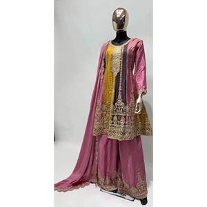 เสื้อพาลาซโซปักลายที่คางด้วยปะการังสีชมพูดูแพตตา - Product Image 3