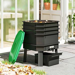 Composter per vermi a 4 scomparti da 7,4 galloni, verde scuro, per interni/esterni, con aeratore per il riciclo dei rifiuti alimentari - Product Image 2