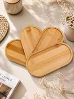 Plateau de service en bois sculpté à la main, style Art Déco, bois massif, finition naturelle, plateau rond pour la cuisine, table basse, décoration de la maison