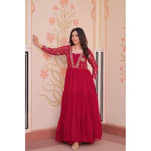 Vestido de Fiesta XL con Lentejuelas y Bordado Zari, Estilo Elegante - Product Image 5