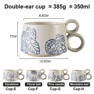 Tasse à café en grès peinte à la main style nordique, tasse à eau en céramique vintage simple, cadeaux d'affaires, voyage, usage personnel, logo personnalisé - Product Image 6