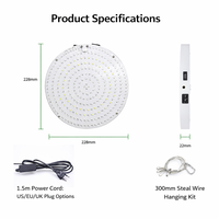Lampe de culture LED ronde à spectre complet pour plantes d'intérieur, trépied et support de bureau réglables, 360° °   Modes flexibles VEG/BLOOM/FULL