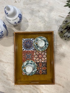 Plateau en bois imprimé style nautique, décoration côtière, plateau imprimé en bois pour intérieurs de maisons de plage, plateau de service en gros - Product Image 5