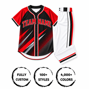 Conjunto de camiseta de béisbol personalizada para adultos, manga corta, estampado sublimado, absorción de humedad, 100% poliéster, nombre del equipo, número personalizable - Product Image 4