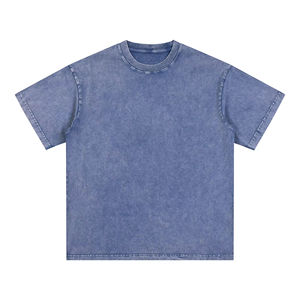 T-shirt pour homme en coton délavé à l'acide, coupe oversize, style streetwear décontracté, tendance du marché américain - Product Image 1