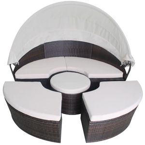 Set da giardino esterno in Poly Rattan marrone - Product Image 3