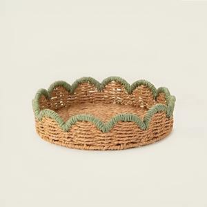 Wholesale Eco-friendly <b>Paper</b> Rope Round Scalloped Serving <b>Tray</b> Home and Restaurant Tableware From India - Product Image 2