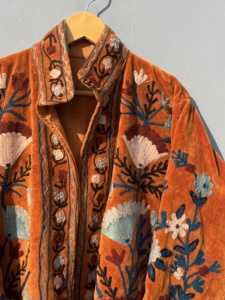 Orange Regular Fancy Hand Embroidered Traditional Embroidery Quilted <b>Jacket</b> Boho <b>Hippie</b> Women's Overcoat Hand Made 100% Cotton - Product Image 4