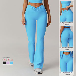 Custom Women Quick Dry High Waist Hip Lift <b>Flared</b> Yoga Pants V Waist Running Gym Fitness <b>Leggings</b> - Product Image 3