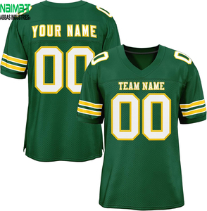 Maillot de football vert foncé personnalisé par sublimation, col en V, tissu en maille respirant, nom et numéro d'équipe personnalisés, uniformes d'entraînement et de match - Product Image 1