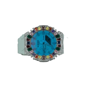 Montres élégantes en moissanite multi-pierres, semi-serties, avec bracelet en caoutchouc et boîtier rond de 20 mm, pour cadeau DOPE JEWELLS - Product Image 3