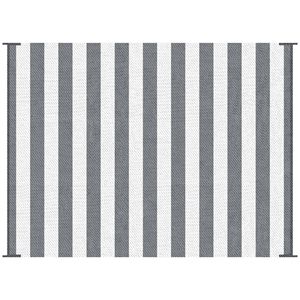    Tappeto Portatile per Camper e Campeggio 9' X 12' Reversibile Impermeabile Grigio Bianco a Righe in Plastica Intrecciata - Product Image 1