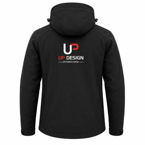 Veste Softshell Noire Personnalisée avec Capuche, Imperméable, Coupe-Vent, Doublure Polaire, Vêtement de Travail d'Extérieur, Manteau Tactique, Personnalisation du Logo - Product Image 2