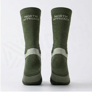 Crew <b>Socks</b> Geometric Pattern Olive Green <b>Moisture</b> Wicking Hiking <b>Socks</b> for Adults Autumn Season - Product Image 2