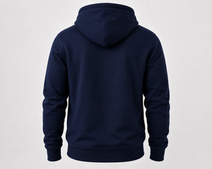 Sweat à capuche zippé en molleton bleu marine pour homme, coupe régulière, avec poche, couleur unie, logo imprimé sur le devant - Product Image 2