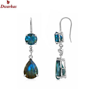 Nouvelles boucles d'oreilles tendance classiques en argent sterling 925 avec pierre CZ rutile dorée pour femmes et filles, fabrication en gros - Product Image 3