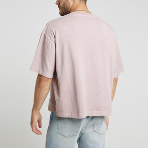 Camisetas de Hombre de Algodón Grueso de Alta Calidad con Efecto Desgastado, Logotipo Personalizado, Cuello Redondo, Corte Cuadrado, Estilo Urbano Oversize - Product Image 2