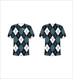 T-shirt à manches courtes pour homme, motif Argyle, bleu et blanc, col rond, coupe classique, vêtements décontractés, impression par sublimation, vente en gros, OEM personnalisé - Product Image 1