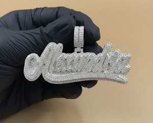 Colgante de Lujo Hip Hop Bust Down de Plata de Ley 925 con Moissanita para Hombre, Totalmente Personalizado con Letra y Nombre, Regalo de Cumpleaños - Product Image 6