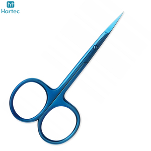 Ciseaux à cuticules professionnels en titane bleu légers et durables, ciseaux à manucure incurvés en acier inoxydable avec poignées en acier - Product Image 3