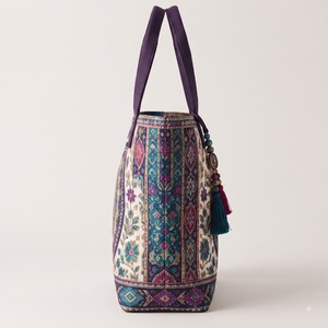 HINDVANTA Bohemian Vintage Mandala Printed Jute Canvas <b>Tote</b> <b>Bag</b> Eco Friendly Large Capacity Women Shoulder Handbag Tassel Charm - Product Image 3