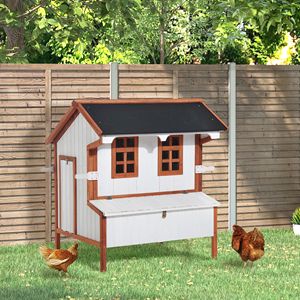 Pollaio portatile in legno bianco da 47 pollici maneggia la scatola di nidificazione del cortile della gabbia di pollame per polli conigli - Product Image 2