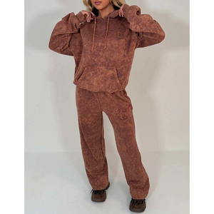 En gros, Survêtement décontracté 2 en 1 pour femme, hiver, uni, avec dentelle, effet délavé, style urbain, pour le sport et le jogging - Product Image 1