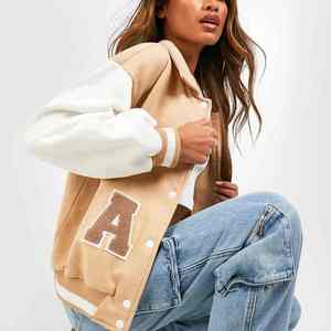 Vestes universitaires en satin pour femmes, best-sellers, design court à boutons, tissu en soie avec doublure en nylon pour vêtements de sport universitaires - Product Image 5