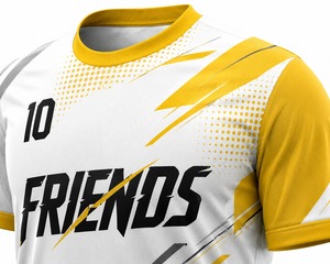 Conjunto de Camiseta de Fútbol Blanca y Amarilla Sublimada, Uniforme Deportivo Transpirable de Poliéster para Hombre, para Todas las Temporadas - Product Image 5