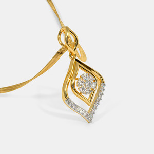 Collar con Colgante de Diamante Cultivado en Laboratorio, Geométrico Floral en Oro Amarillo - Product Image 5