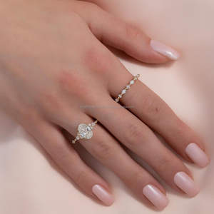 IGI/GIA Lab Grown Cut Diamond Vintage 14K Anillo de boda/compromiso amarillo Unisex Oro blanco fino para fiesta de aniversario-Worthy - Product Image 3