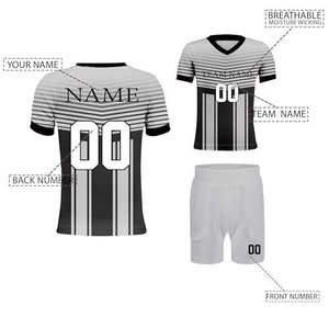Conjunto de Camiseta de Fútbol Personalizada con Transferencia Térmica para Hombre, Cuello en V, Manga Corta, Transpirable, de Secado Rápido, Antibacteriana, Uniforme de Equipo para Adultos - Product Image 1