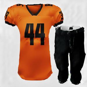 Conjunto de Uniforme de Fútbol Americano Personalizado, Color Naranja y Negro, Cuello en V, Sin Mangas, Absorbe la Humedad, Número 44, Unisex, Adulto, 100% - Product Image 1