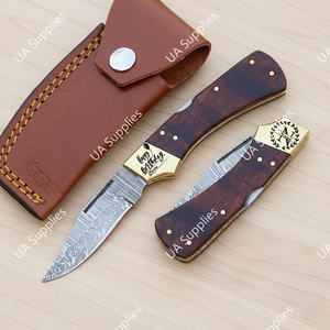 UA Supplies จำหน่ายสินค้าอุตสาหกรรมเกรด OEM/ODM ขายส่ง มีดพกอเนกประสงค์เหล็กดามัสกัสทรงตรง ด้ามทองเหลืองเคลือบอีพ็อกซี่ ปรับแต่งได้ - Product Image 3