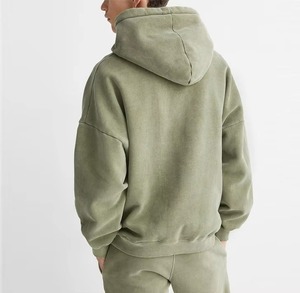<b>Men's</b> Oversized <b>Black</b> <b>Hoodie</b> Washed Fleece Pullover With Kangaroo Pocket Casual Comfortable Eco-Friendly Autumn <b>Men</b> Sweatshirt - Product Image 4