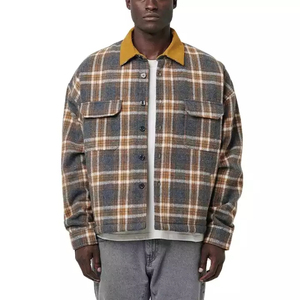 Custom Bulk <b>Mens</b> High Quality Brushed Cotton Plaid Hooded <b>Flannel</b> Streetwear <b>Jacket</b> - Product Image 1