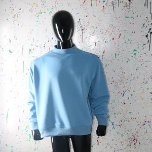 Sweat-shirt bleu ciel 100% coton, col large, fils fins - Product Image 2