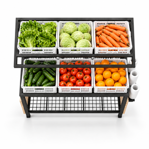 Étagère de présentation de supermarché en métal à 2 niveaux, autoportante, avec étagères solides pour épicerie - Product Image 1